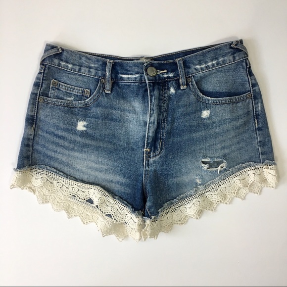 Free People Pants - Free People High Rise Crochet Trimmed Jean Shorts